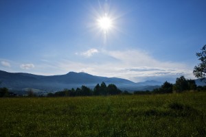 Green Bieszczady mountains in Poland